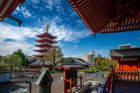 TOKYO, JAPAN - October 17, 2018: Sensoji temple in Tokyo or Asakusa temple is a Tokyo's oldest buddhist temple located in Asakusa, Tokyo, Japan.のeditorial素材