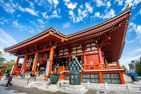 TOKYO, JAPAN - October 17, 2018: Sensoji temple in Tokyo or Asakusa temple is a Tokyo's oldest buddhist temple located in Asakusa, Tokyo, Japan.のeditorial素材