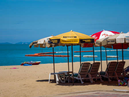 PATTAYA, THAILAND - October 25, 2021 : Pattaya beach before opening to tourists after the Coronavirus COVID-19 epidemic is less October 25, 2021 Pattaya Thailand.のeditorial素材