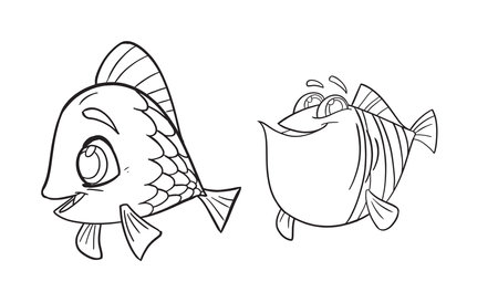 Cartoon fish. Coloring book for children. Vector illustration.のイラスト素材