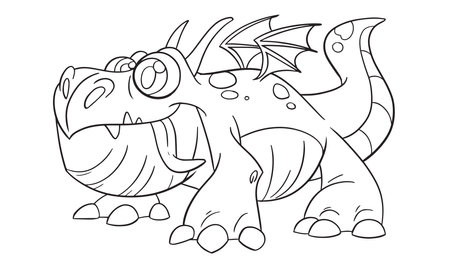 Coloring book for children: cute cartoon dragon. Vector illustration.のイラスト素材