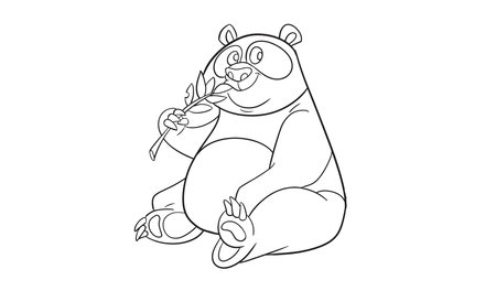 Coloring book for children: a panda with a Bamboo. Vector illustrationのイラスト素材