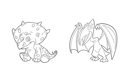 Coloring book for children: cute cartoon dragon. Vector illustration.のイラスト素材