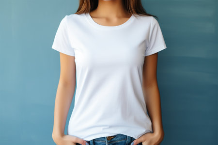 White blank t-shirt mockup template on mannequin.の素材