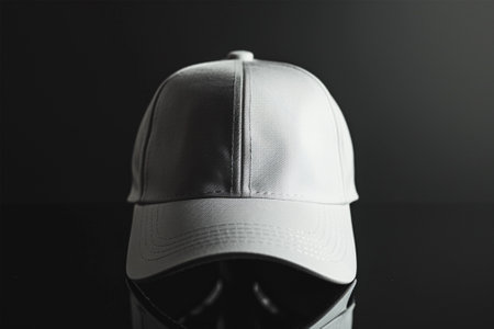 Baseball cap on a black background. Close-up. Studio shot.の素材