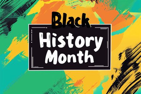 Black History Month. Vector illustration with hand drawn lettering on colorful background.の素材