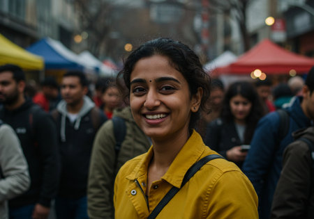 People gather outside Gucci fashion show building for Milan Women's Fashion Week in Milan.の素材