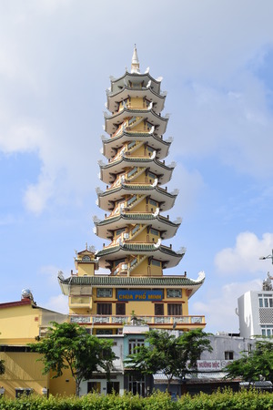 tower in Buddhism temple in Ho Chi Minh city, vietnamのeditorial素材