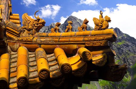 detail of chinese templeの写真素材