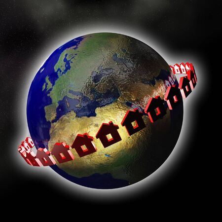 fine image 3d of circle of house and earth