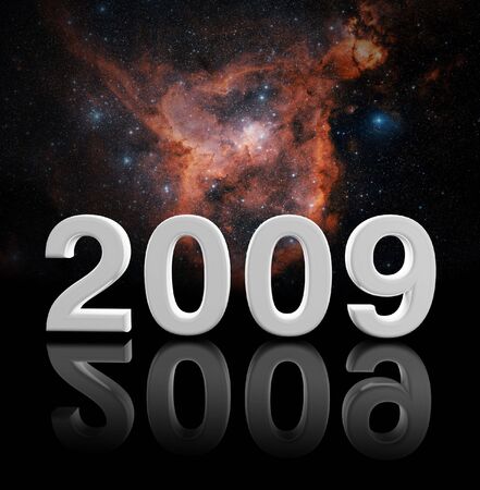 fine image 3d of 2009 year and space backgroundの写真素材