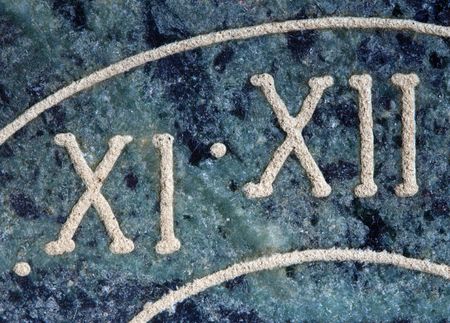 fine image closeup of roman number clock detail