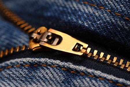 fine closeup image of classic jeans zip 
