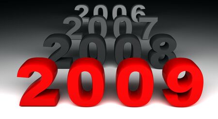 fine 3d image of 2009 new years day backgroundの写真素材