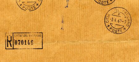 fine detail of old vintage vatican envelope stamp