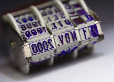 close up image of classic date office stampの写真素材