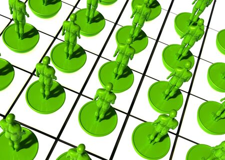 3d illustration of human models, green team at workの写真素材