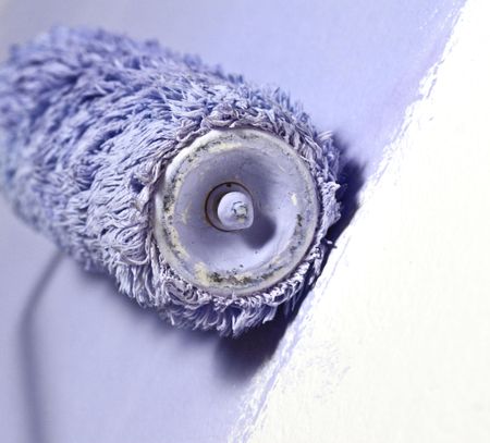 detail image of paint work, violet color on whiteの写真素材