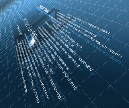 render 3d of classic credit card and binaty code, modern businessの写真素材