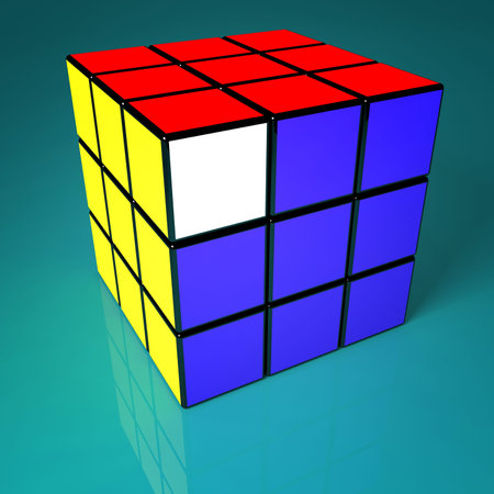 classic cube toy 3d closeup, almost done but still need hard workのeditorial素材