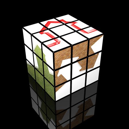 fine image 3d of classic toy cube with house metaphorの写真素材