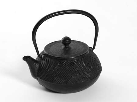 iron japanese teapot fine image on white boardの写真素材