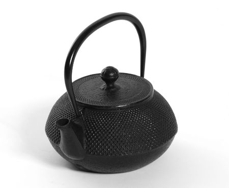 iron japanese teapot fine image on white boardの写真素材