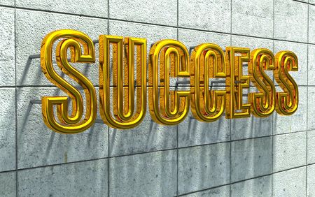fine 3d illustration of success golden text backgroundの写真素材