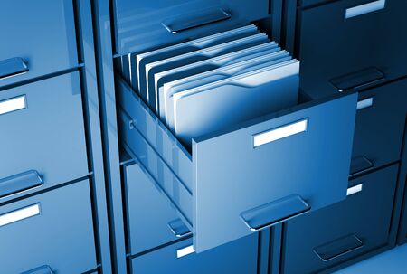file cabinet 3d  and folder closeup image