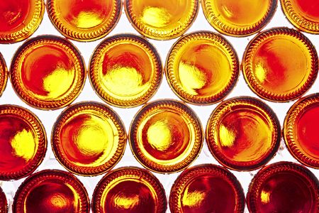 closeup image on brown classic beer bottleの写真素材