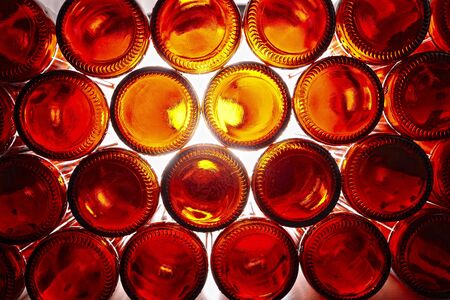 closeup image on brown classic beer bottleの写真素材