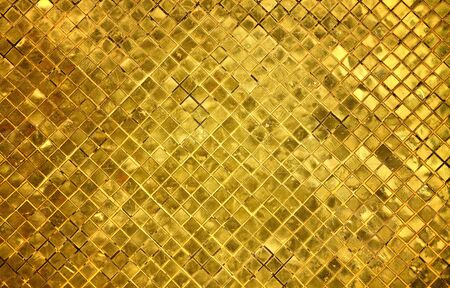 closeup image on golden tile patternの写真素材