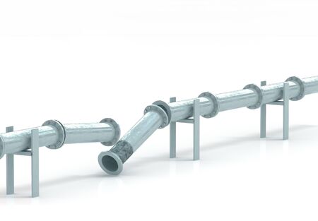 fine 3d image of broken pipeline and white backgroundの写真素材