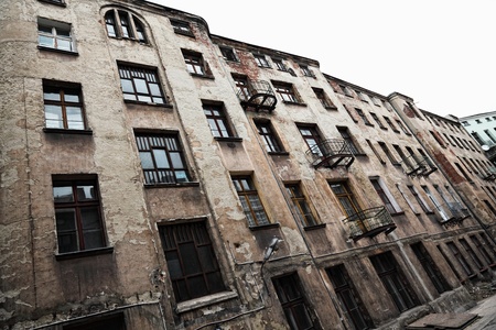 old decadent houses in lodz town poland