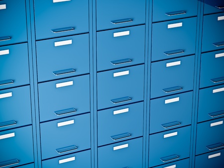 fine 3d image of blue file cabinet
