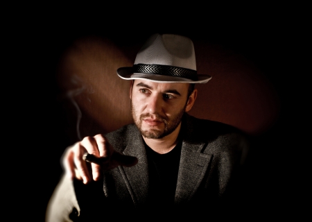 fine portrait of caucasian gangsterの写真素材