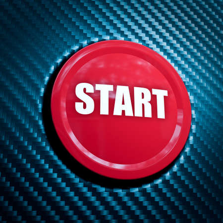 red start button on carbon fiber background