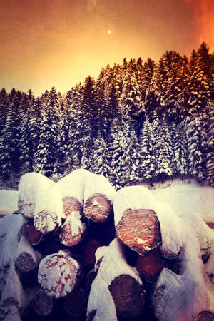 grunge image of alps landscapeの写真素材