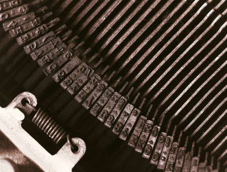 closeup of vintage typewriter metalの写真素材