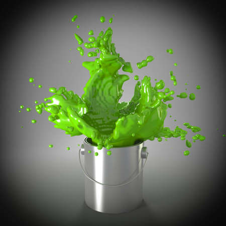 explosion of paint  color in metal can