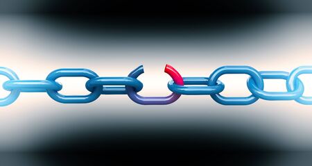 3d image of blue broken chainの写真素材