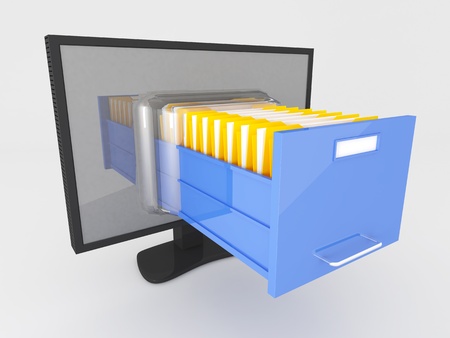3d image of modern screen and file folder drawerの写真素材