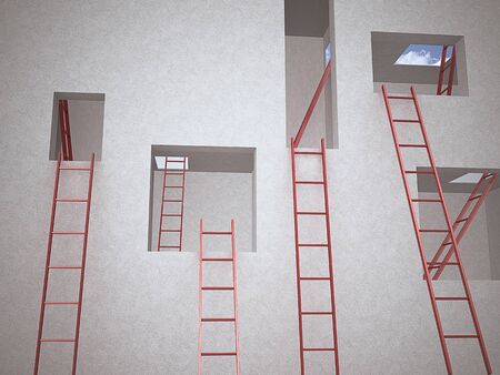 3d image of red stairs backgroundの写真素材