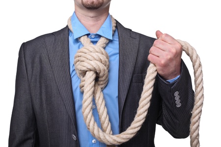 caucasian businessman with loop in his handの写真素材