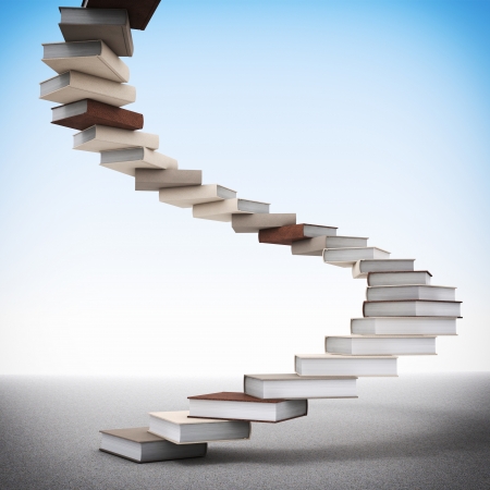 3d image of book stair illustrationの写真素材