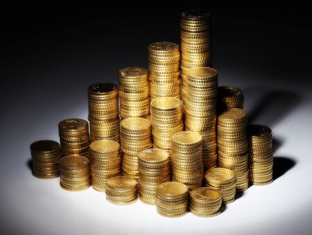 golden euro coin piles backgroundの写真素材