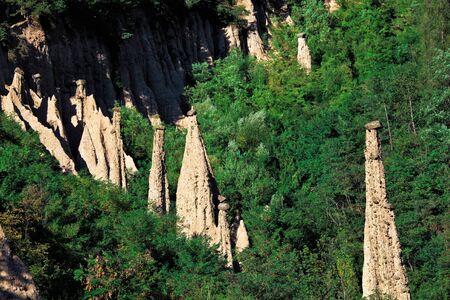 pyramid of segonzano in trentino,italyの写真素材
