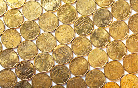 closeup image of golden euro coins