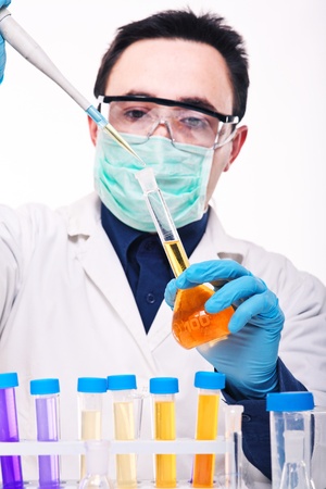 detail of young scientist at workの写真素材