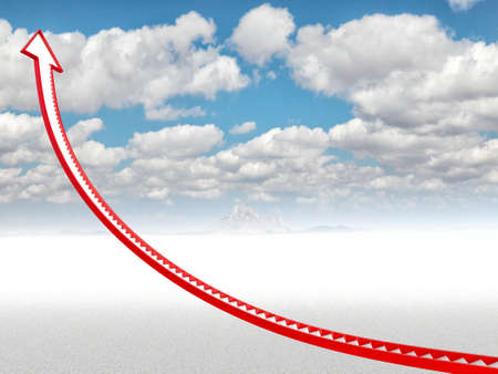 red arrows with stair and blue sky background
